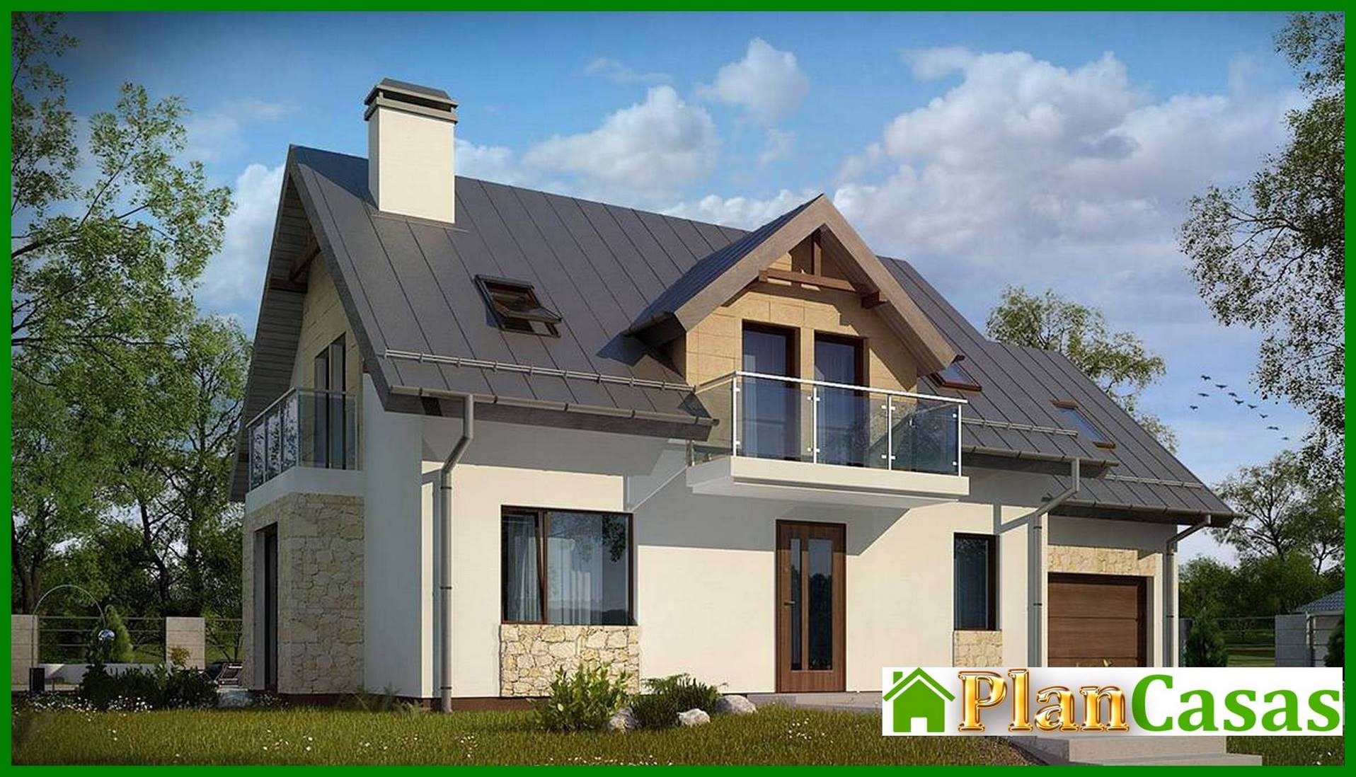 Galería de visualizaciones - Diseño de una casa moderna de cinco dormitorios con garaje