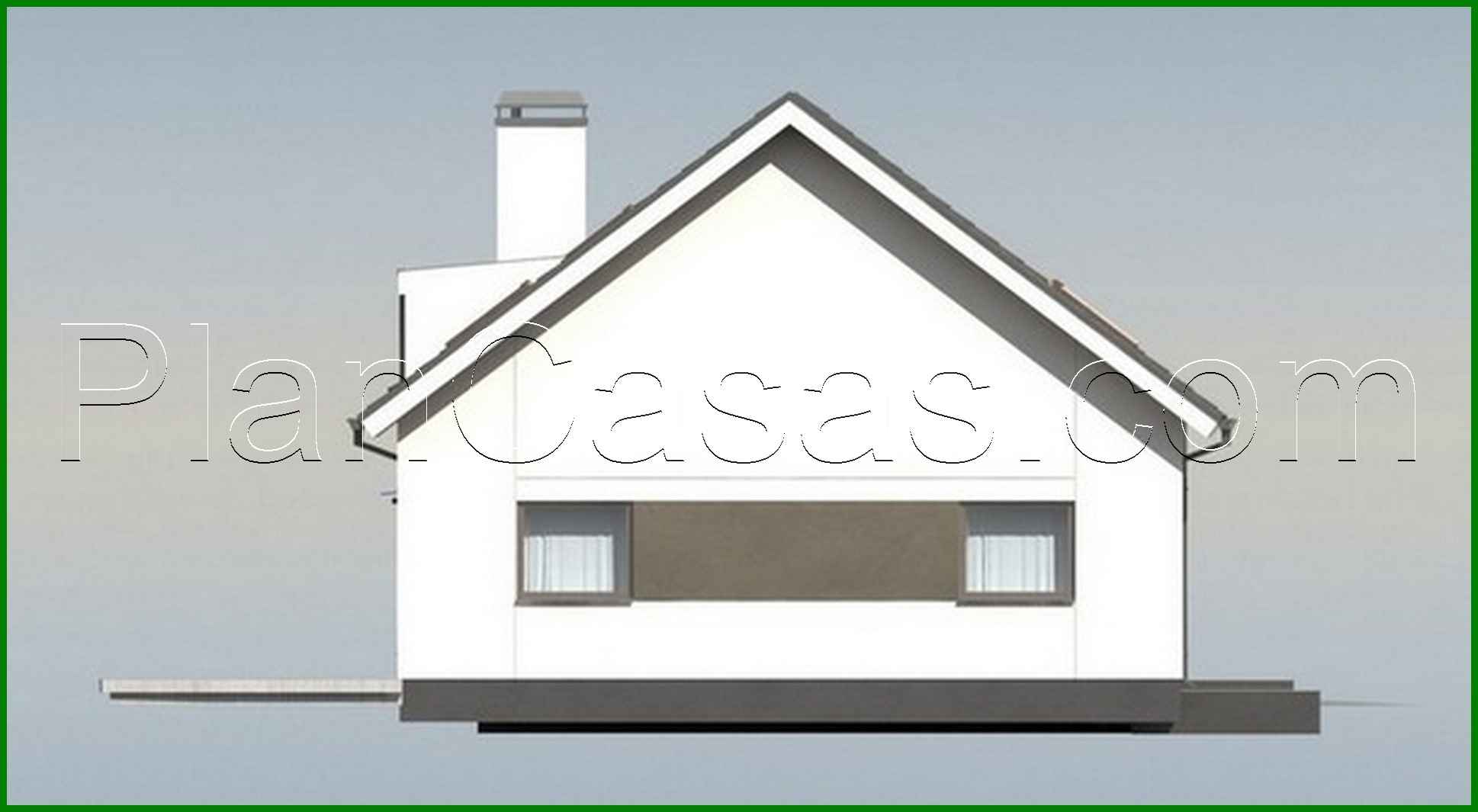 Galería de visualizaciones - Proyecto de una casa de una planta con ático y una gran ventana frontal en el salón