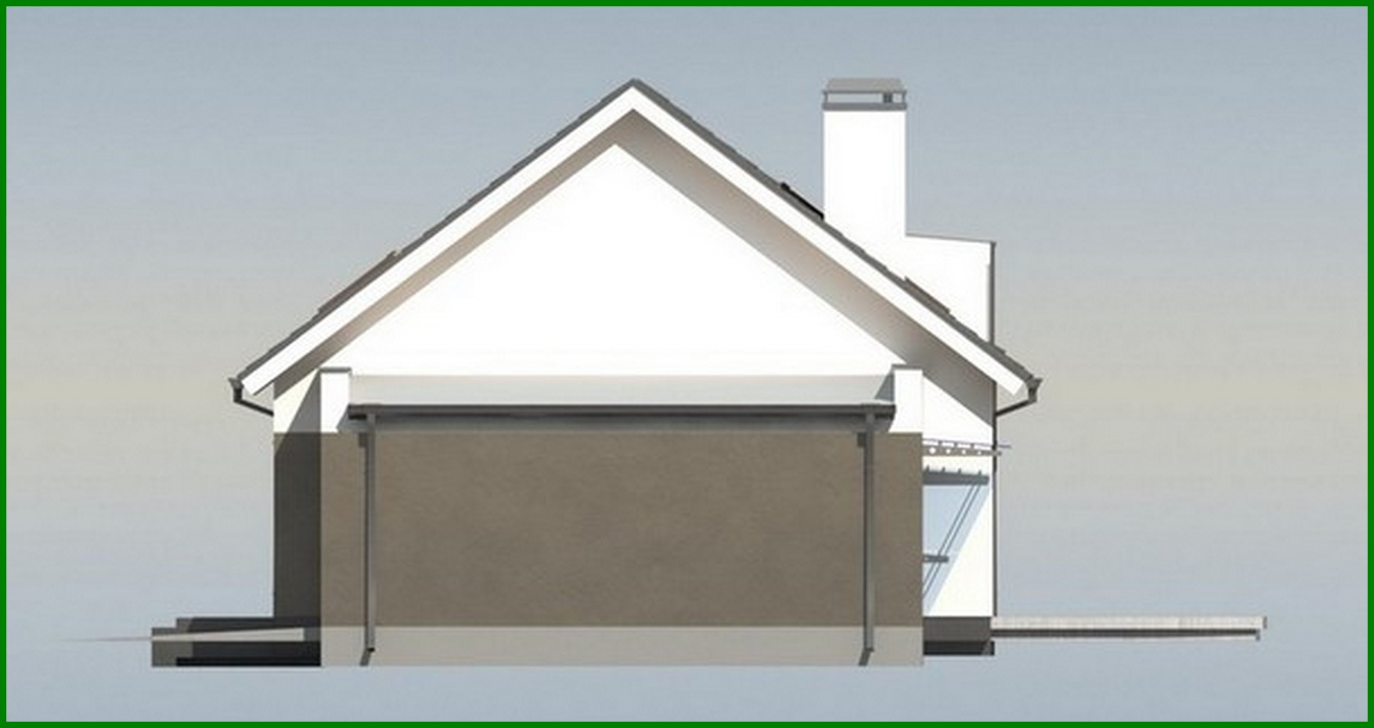 Galería de visualizaciones - Proyecto de una casa de una planta con ático y una gran ventana frontal en el salón