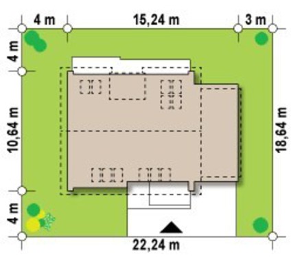 Galería de visualizaciones - Proyecto de una casa de una planta con ático y una gran ventana frontal en el salón