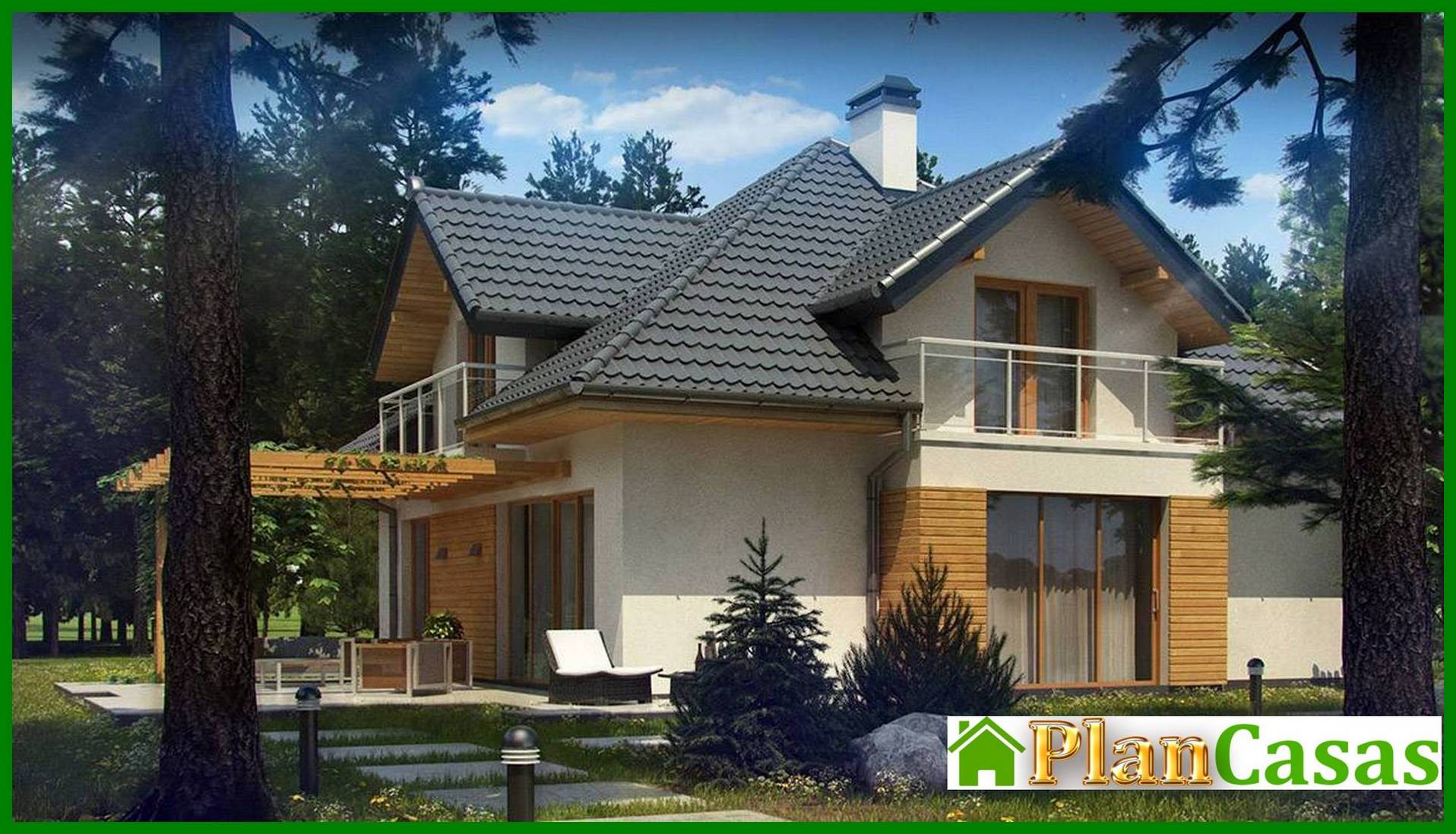 Galería de visualizaciones - Proyecto de casa con ventanas en fachada y garaje para dos coches