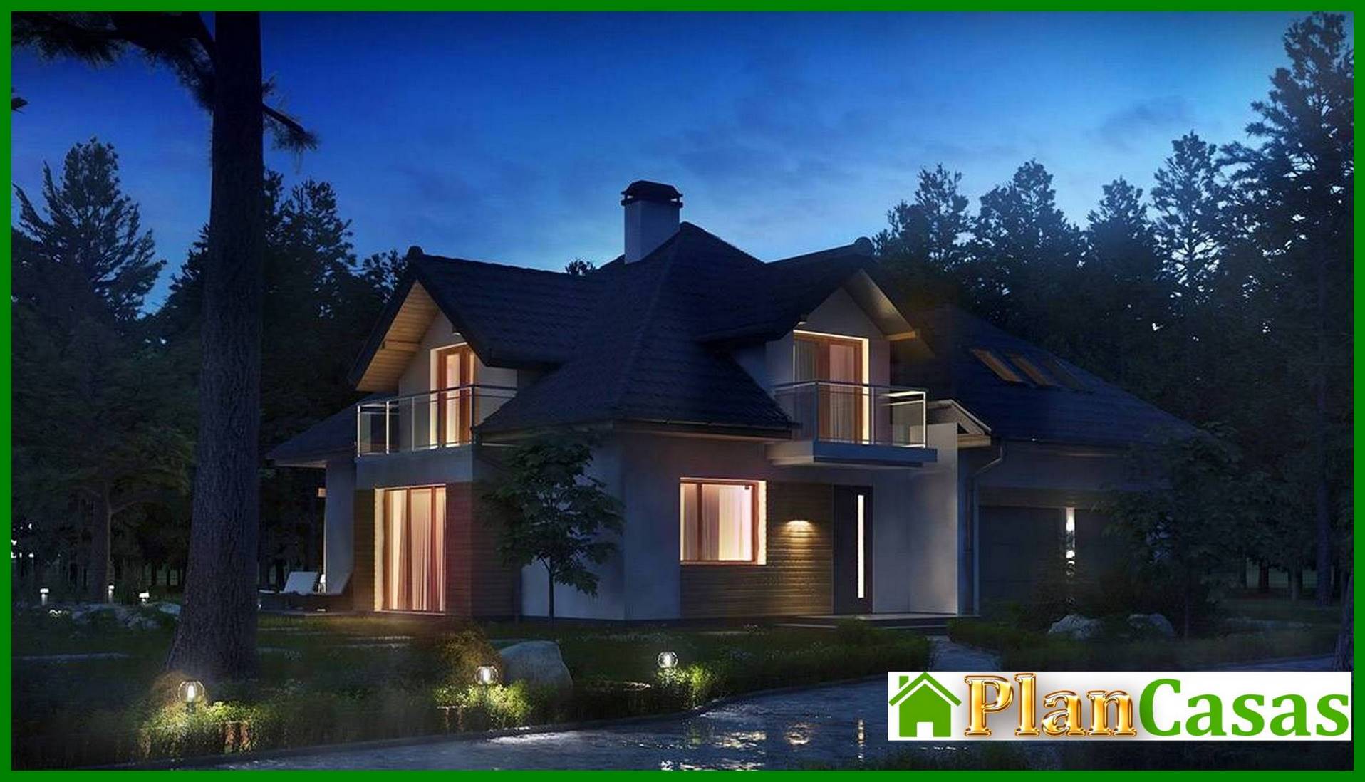 Galería de visualizaciones - Proyecto de casa con ventanas en fachada y garaje para dos coches