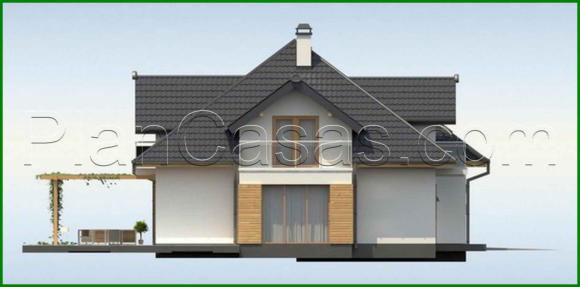 Galería de visualizaciones - Proyecto de casa con ventanas en fachada y garaje para dos coches