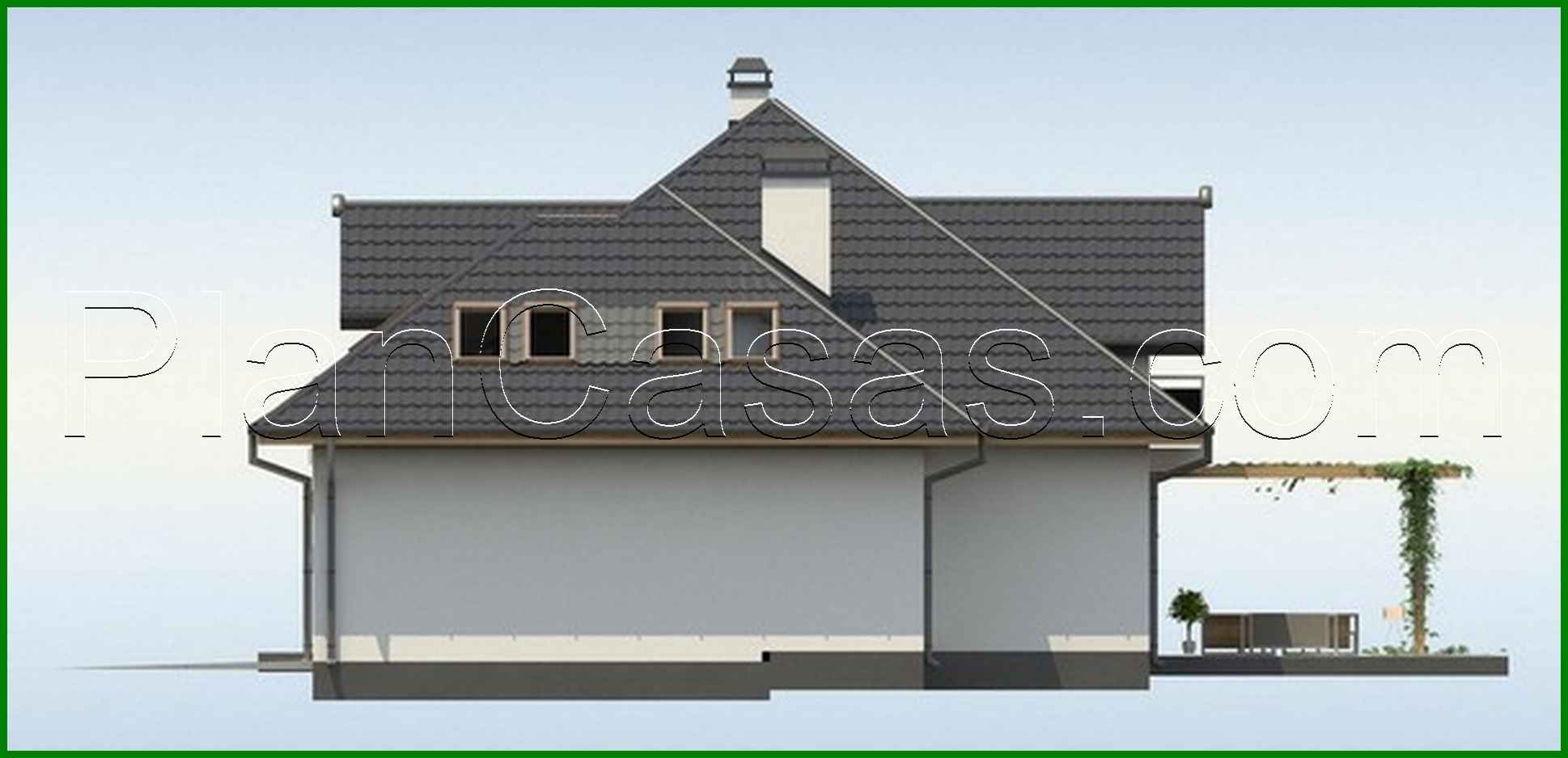 Galería de visualizaciones - Proyecto de casa con ventanas en fachada y garaje para dos coches