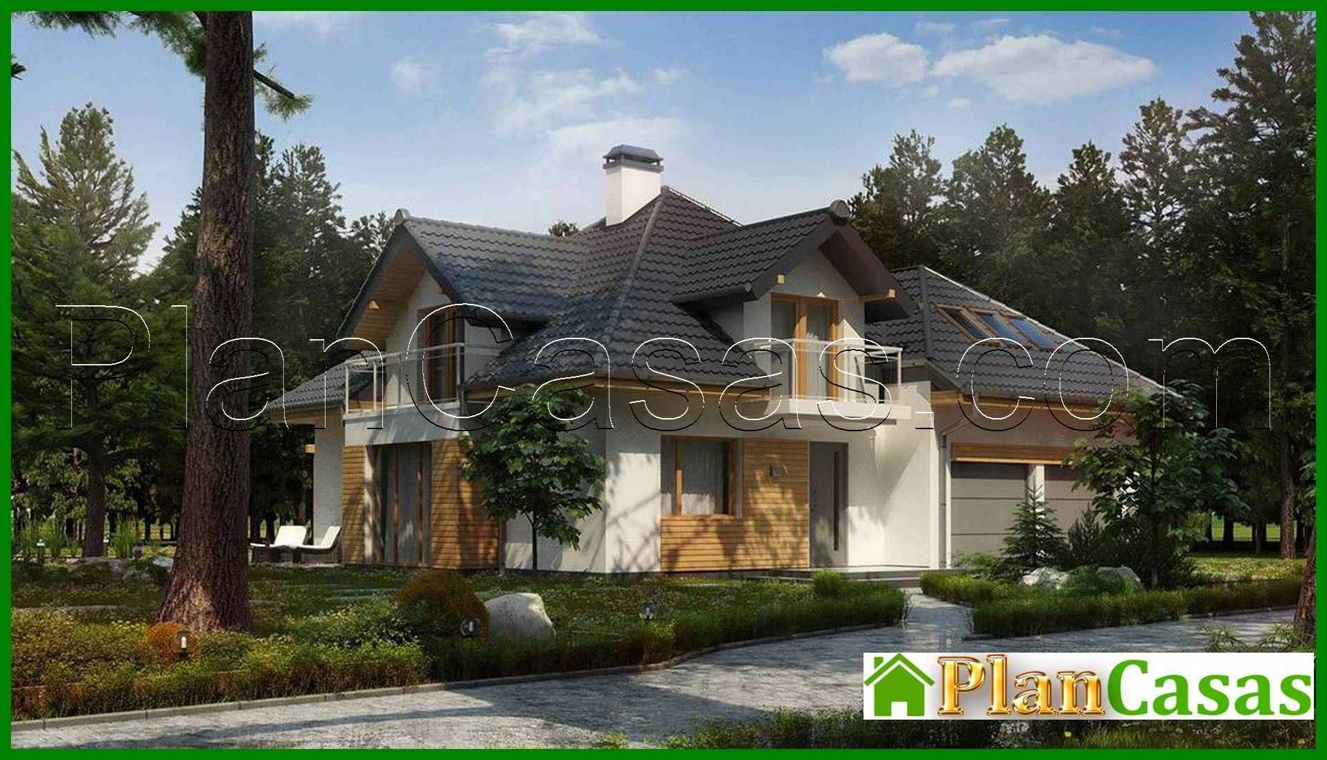 Galería de visualizaciones - Proyecto de casa con ventanas en fachada y garaje para dos coches