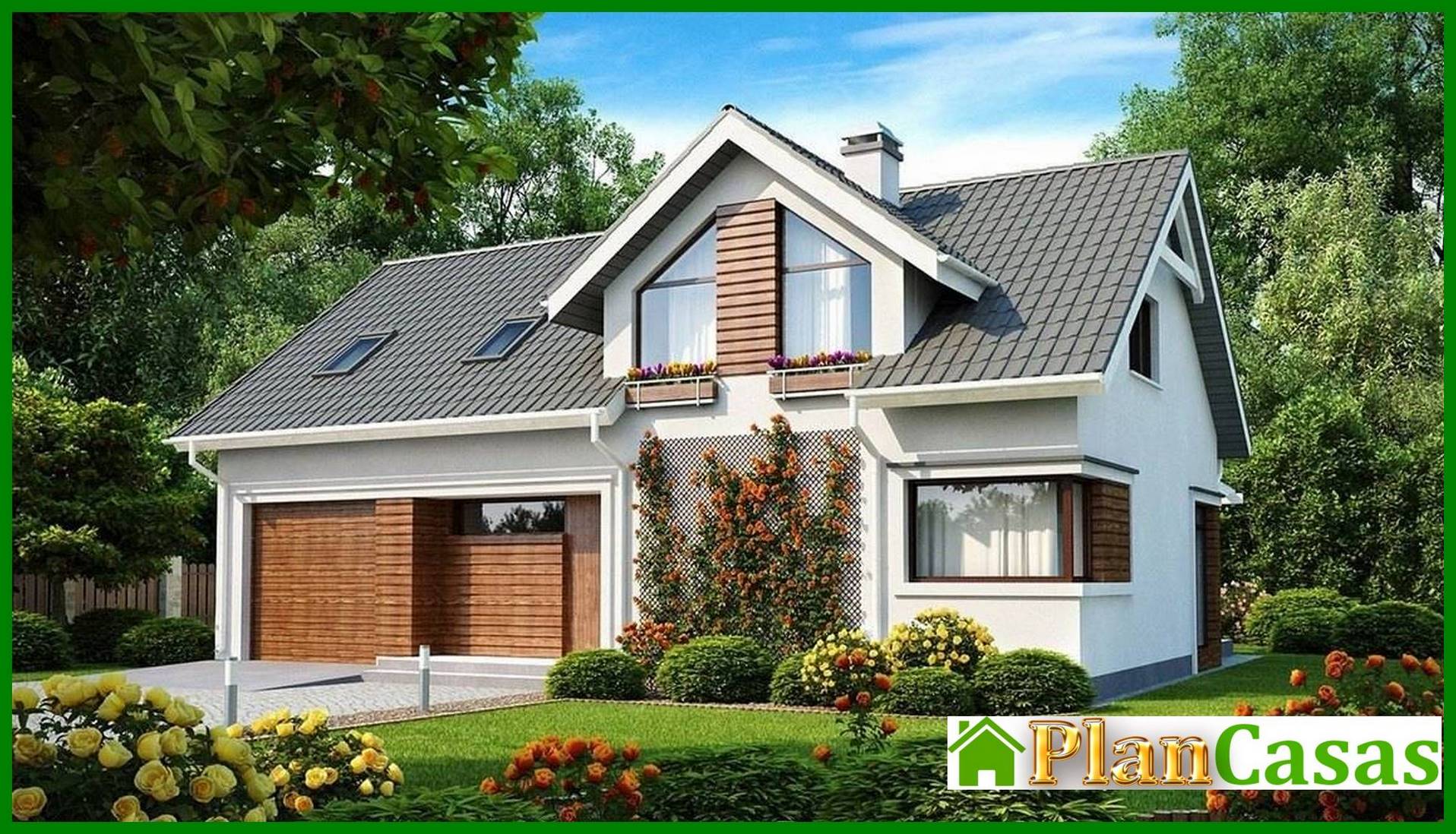 Proyecto de casa de campo con garaje integrado y ático