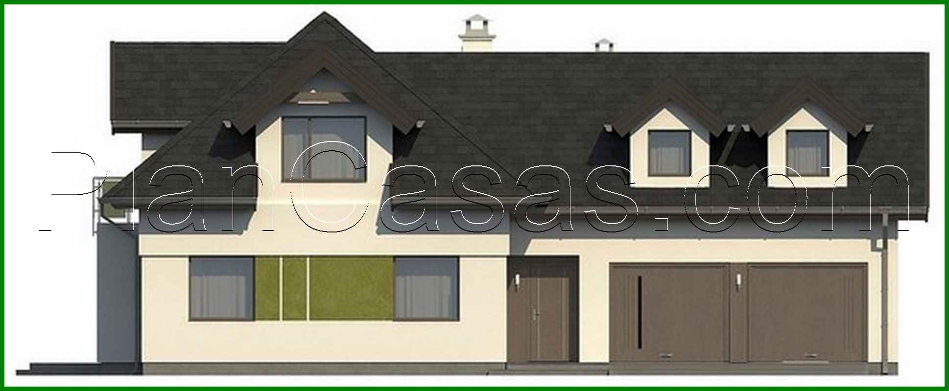 Visualization gallery - House project with interesting windows and a garage for two cars