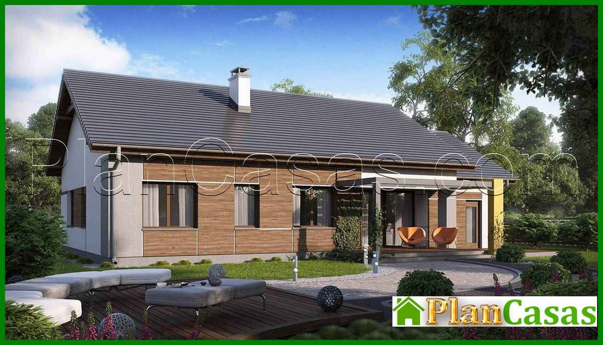 Proyecto de casa de una planta de tres dormitorios con garaje