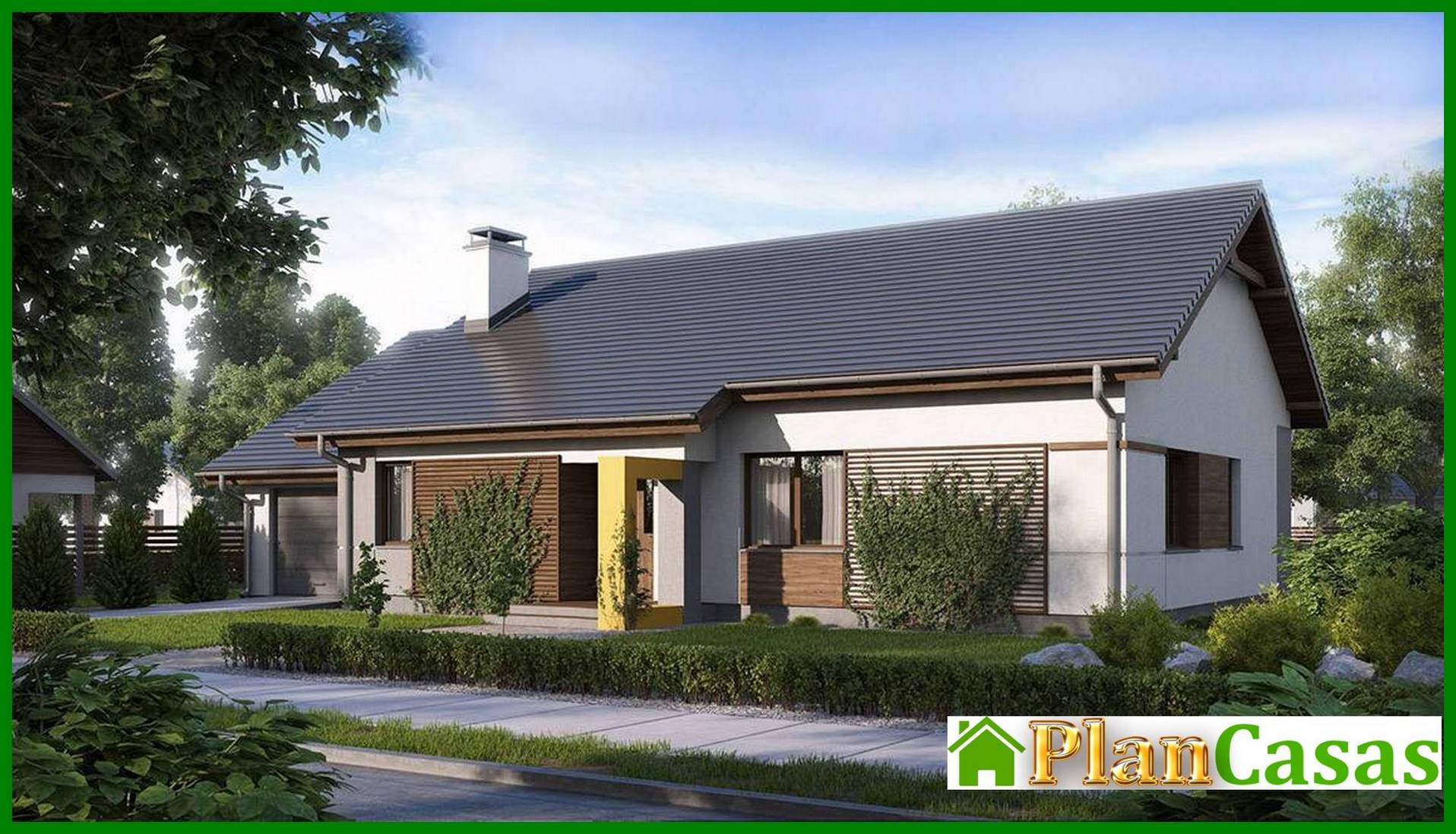 Galería de visualizaciones - Proyecto de casa de una planta de tres dormitorios con garaje