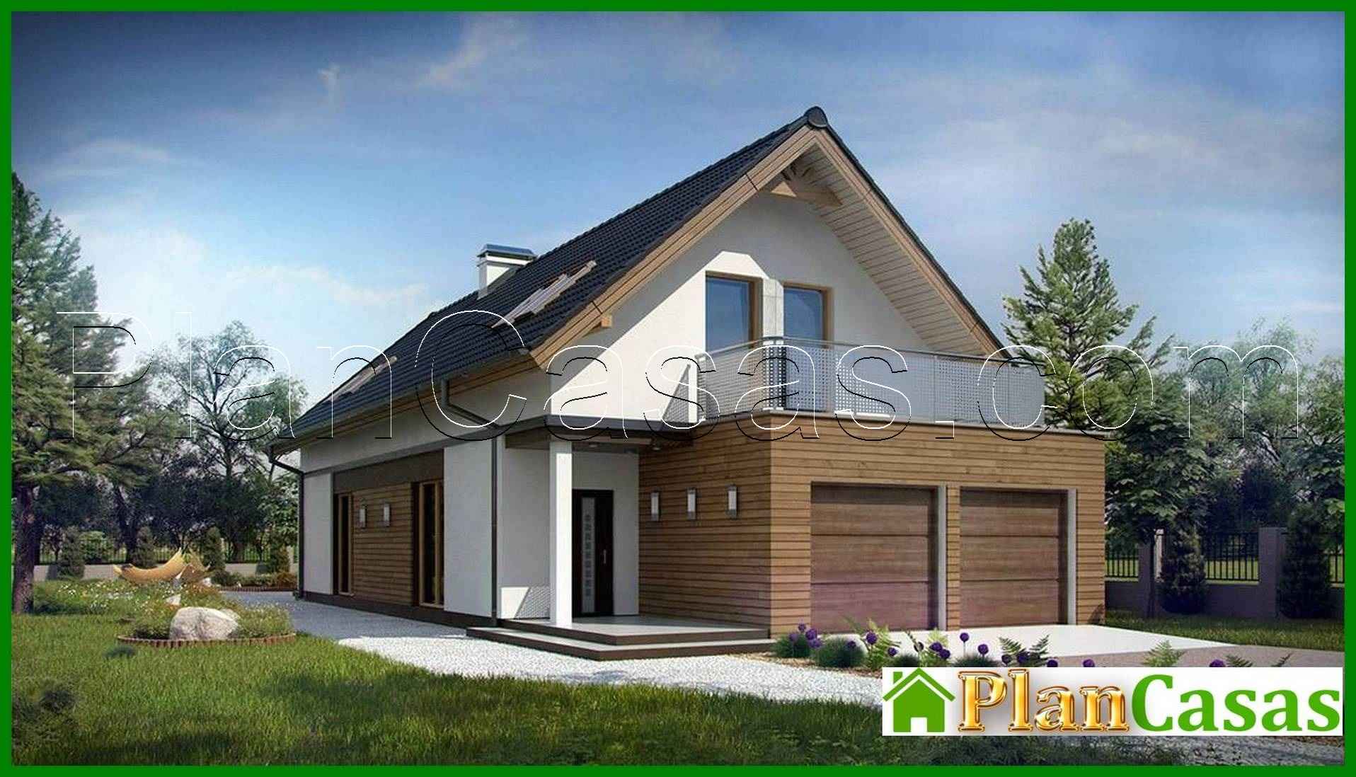 House project for a narrow plot with a terrace above the garage