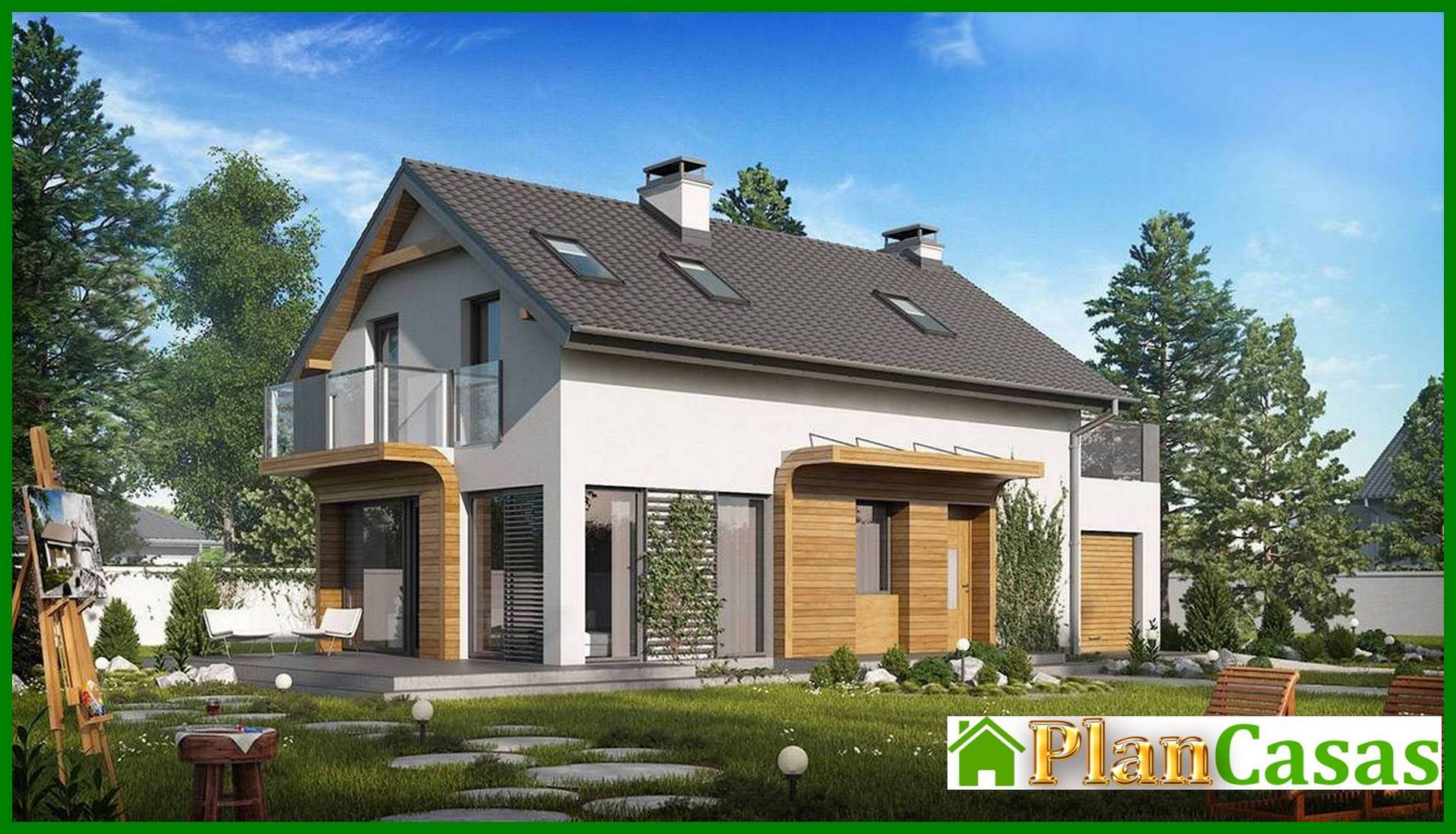 Visualization gallery - House project with an original facade for a large plot