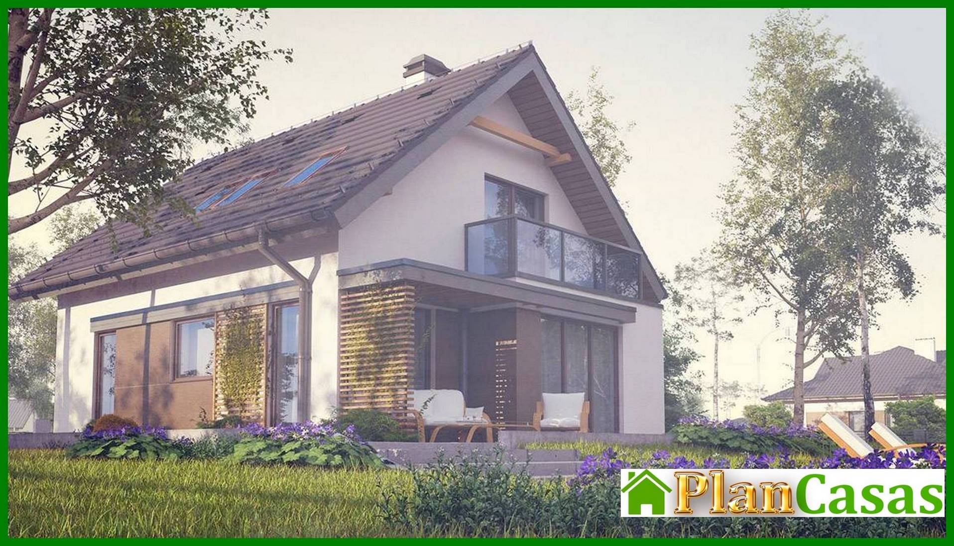 Galería de visualizaciones - Proyecto de una casa estrecha con ático en estilo tradicional