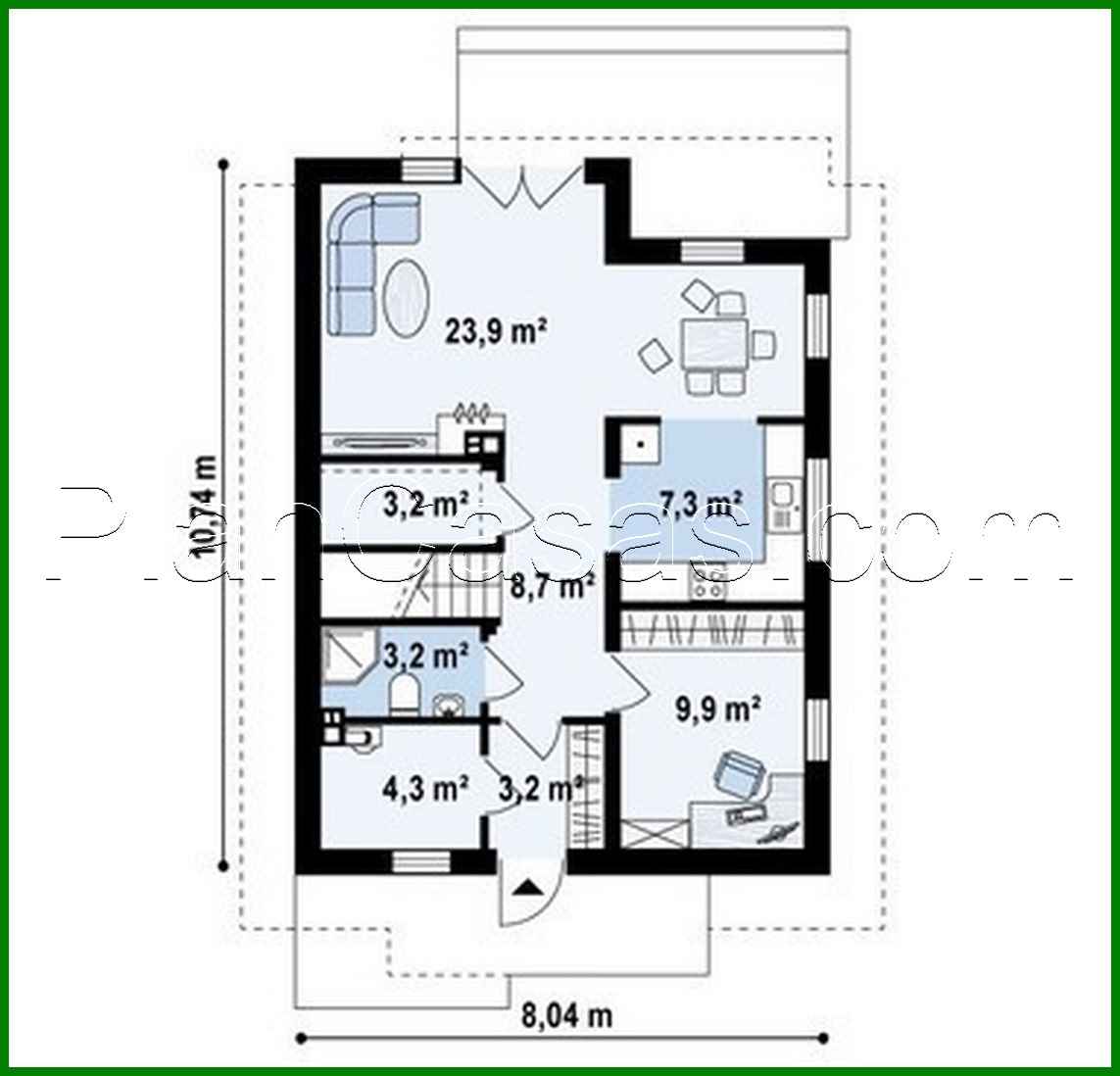 Galería de visualizaciones - Proyecto de una casa estrecha con ático en estilo tradicional