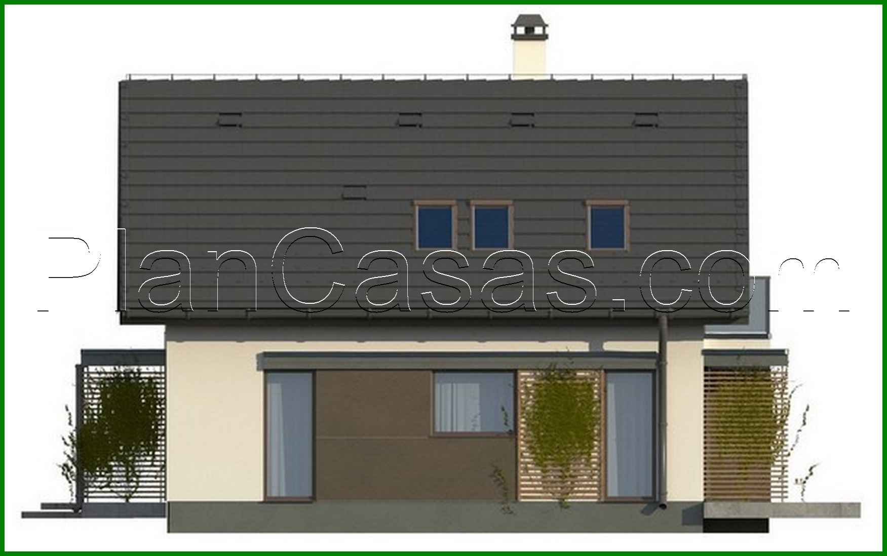 Galería de visualizaciones - Proyecto de una casa estrecha con ático en estilo tradicional