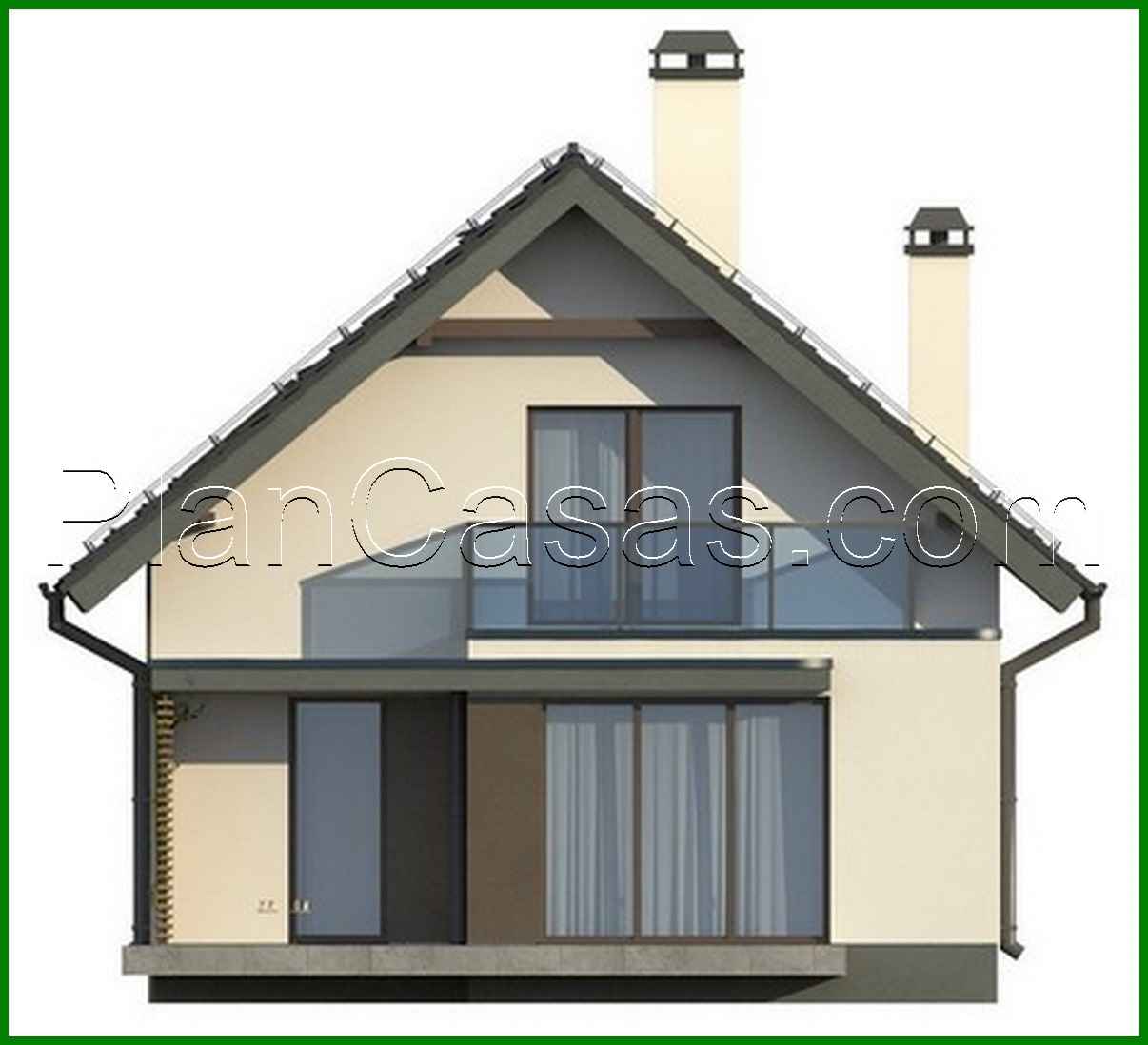 Galería de visualizaciones - Proyecto de una casa estrecha con ático en estilo tradicional