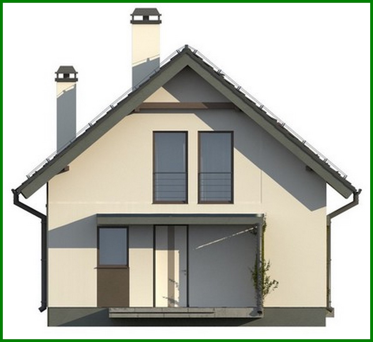 Galería de visualizaciones - Proyecto de una casa estrecha con ático en estilo tradicional