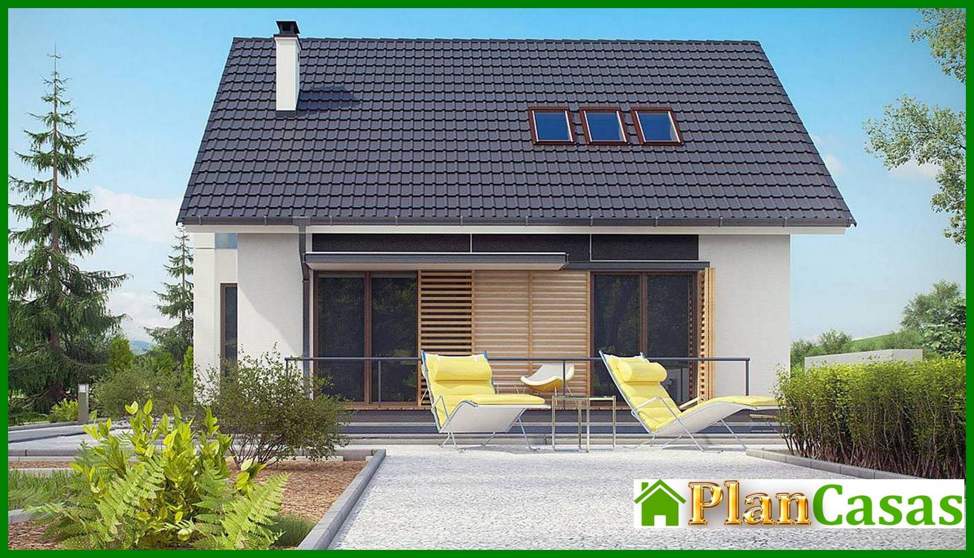 Galería de visualizaciones - Proyecto de una casa sencilla con techo a dos aguas