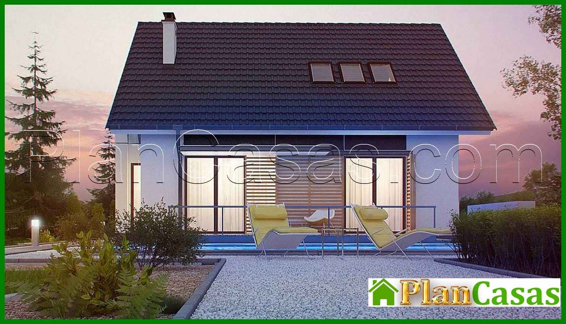 Galería de visualizaciones - Proyecto de una casa sencilla con techo a dos aguas