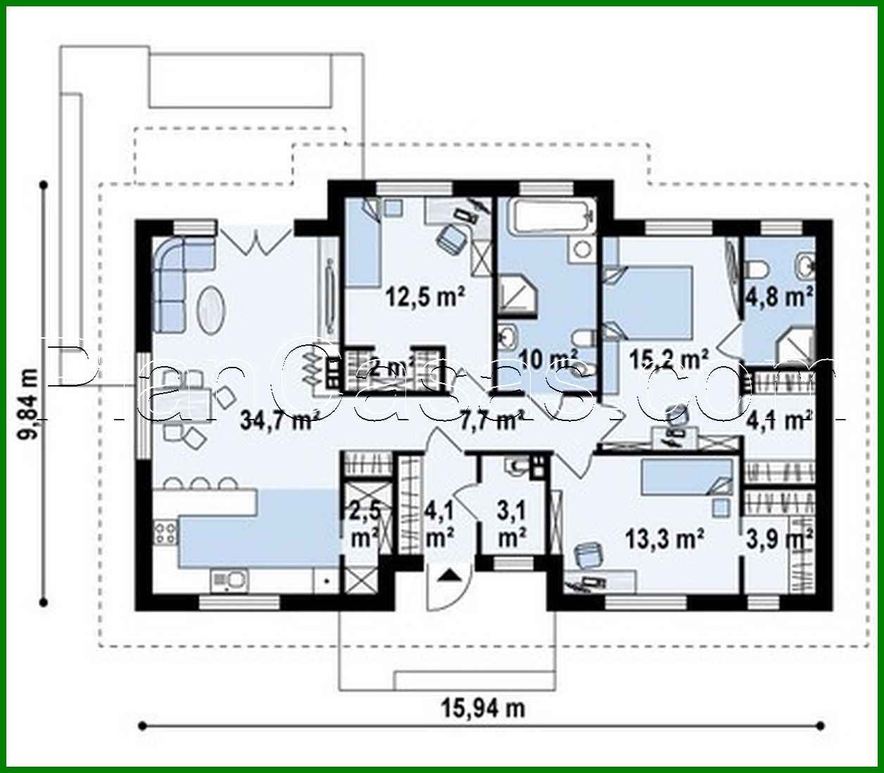 Galería de visualizaciones - Proyecto de una casa clásica de una planta