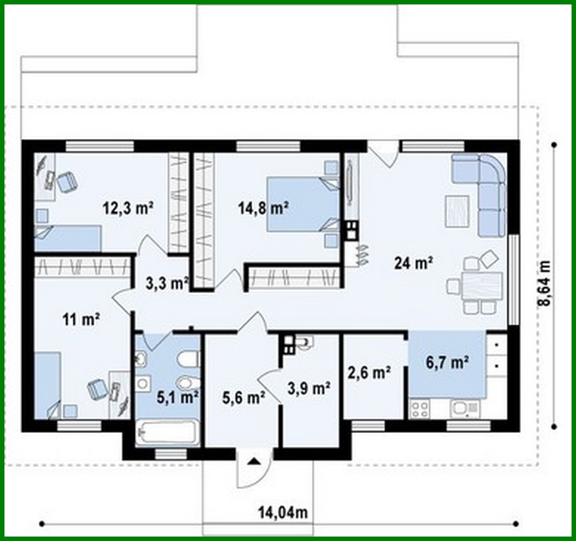 Visualization gallery - Simple elegant one-story house project