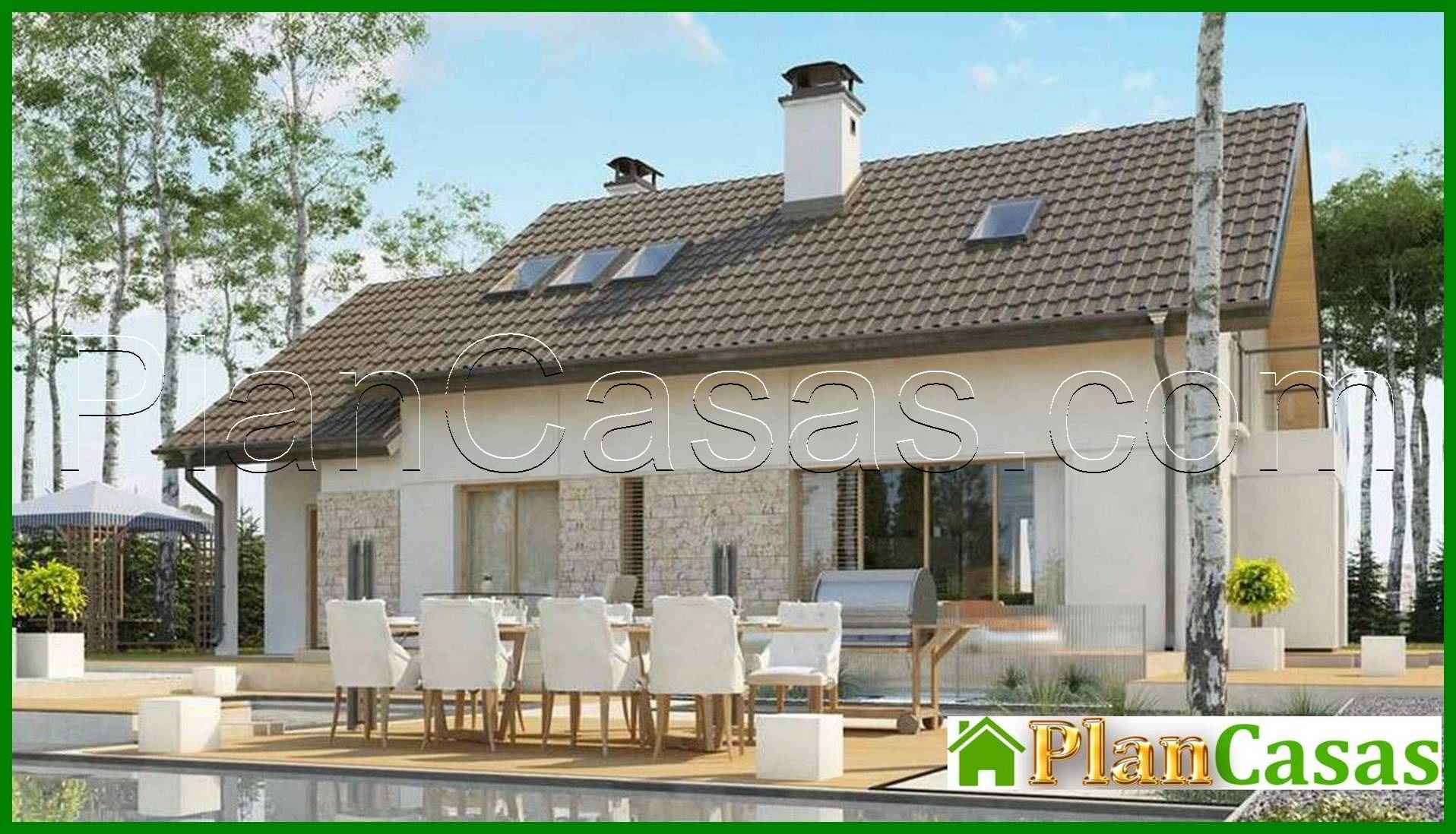 Proyecto de una casa con techo a dos aguas y garaje