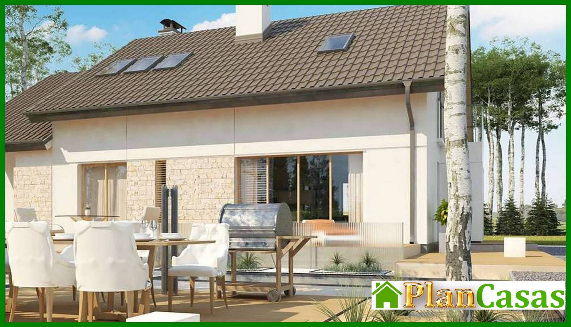 Galería de visualizaciones - Proyecto de una casa con techo a dos aguas y garaje