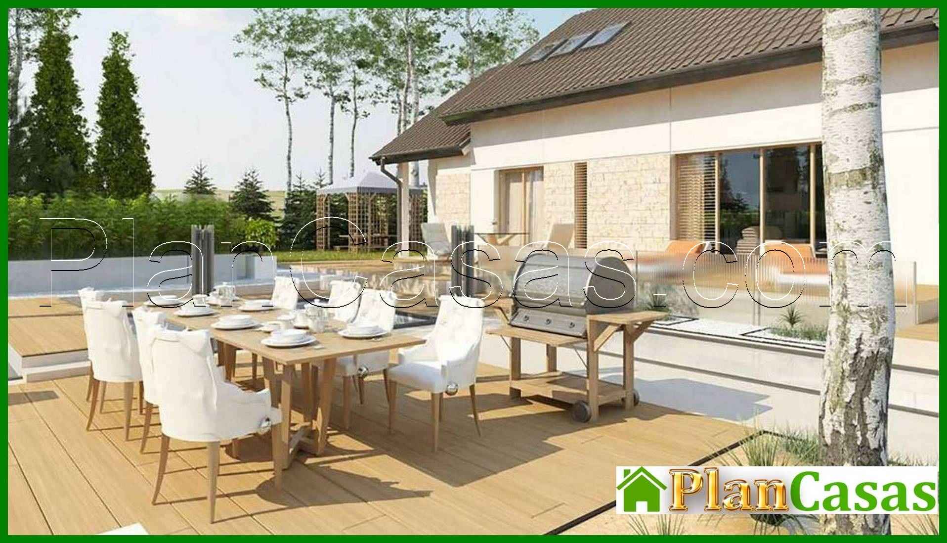 Galería de visualizaciones - Proyecto de una casa con techo a dos aguas y garaje