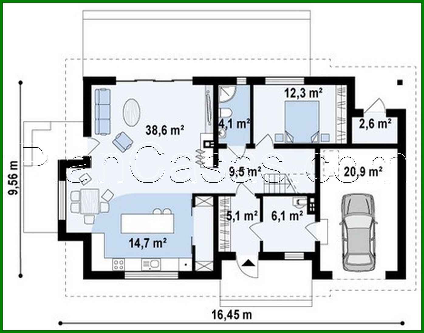 Galería de visualizaciones - Proyecto de una casa con techo a dos aguas y garaje