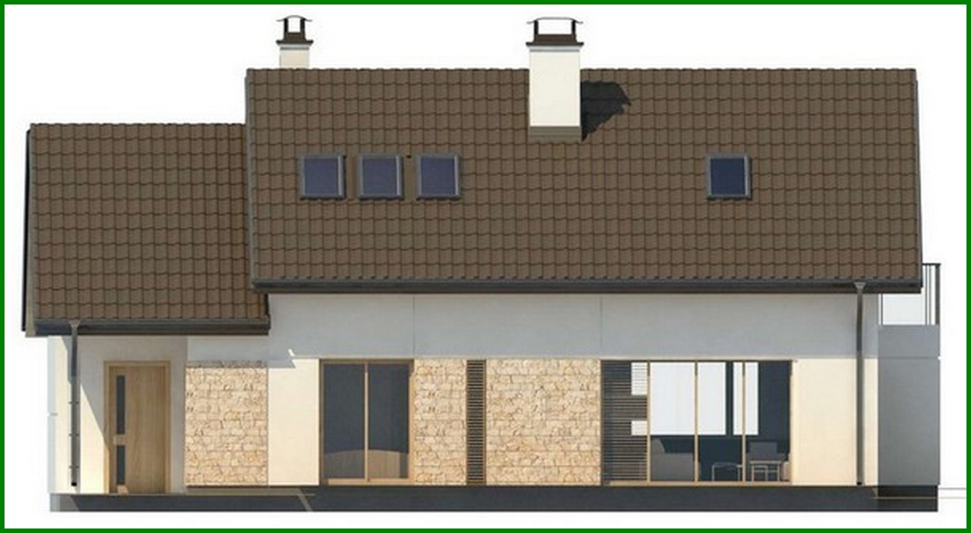 Galería de visualizaciones - Proyecto de una casa con techo a dos aguas y garaje