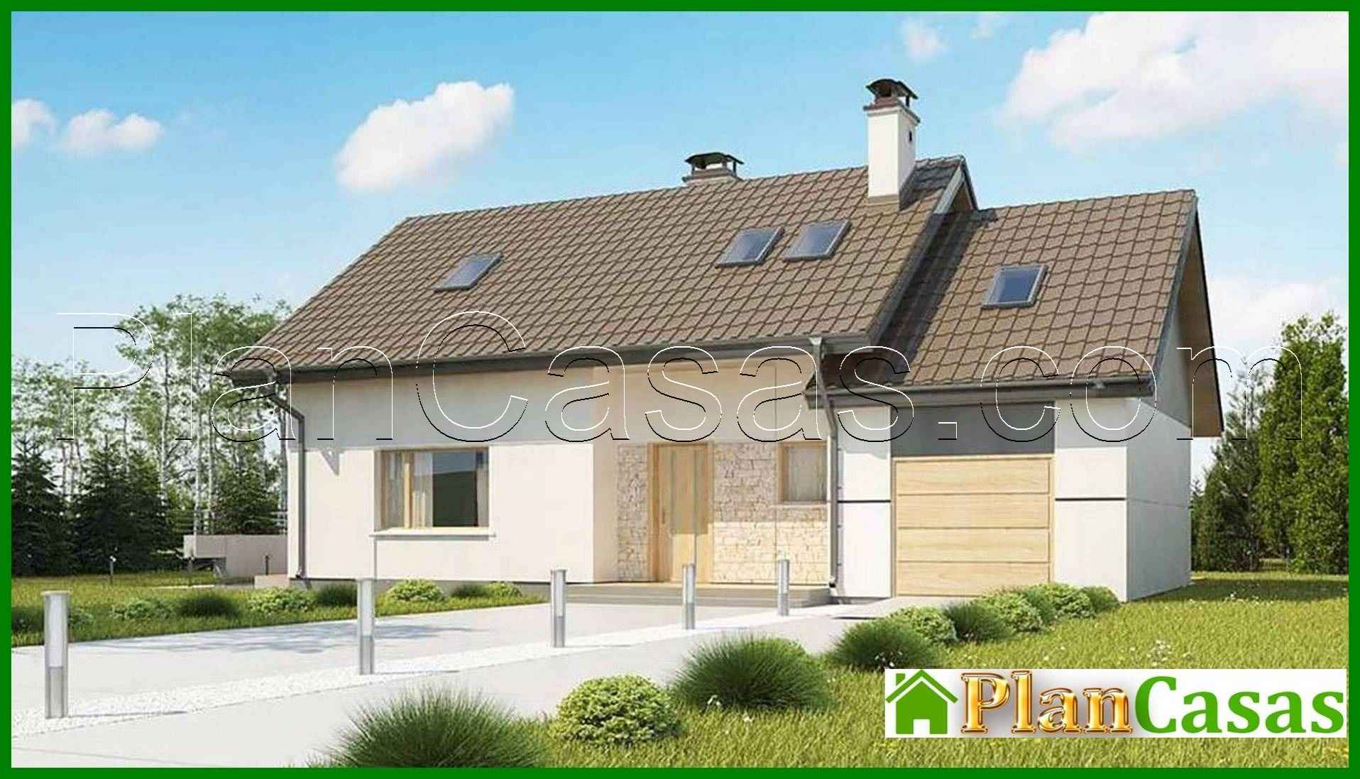 Galería de visualizaciones - Proyecto de una casa con techo a dos aguas y garaje