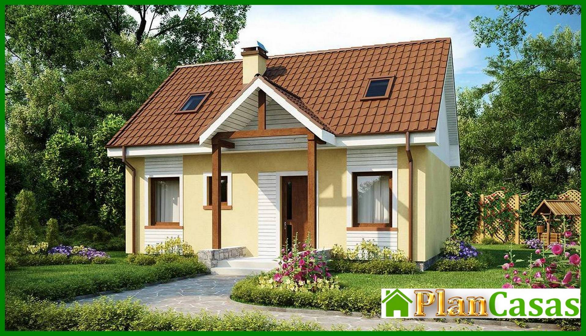 The project of a classic house with a gable roof