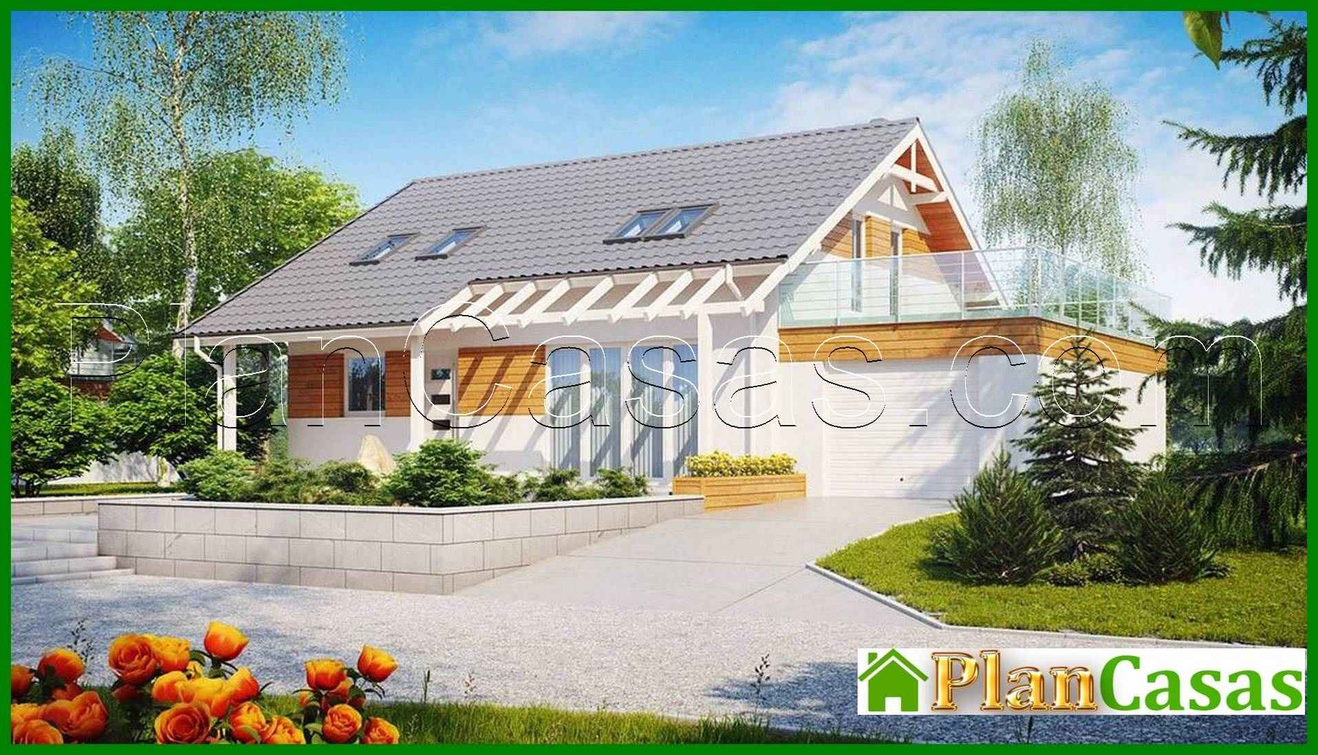 The project of a bright house with a large terrace on the second floor