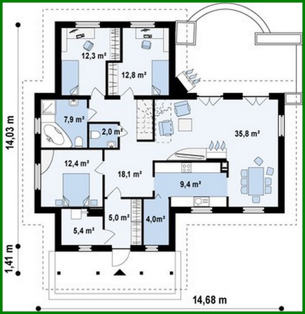 Visualization gallery - The project of a one-story house with a room for the attic