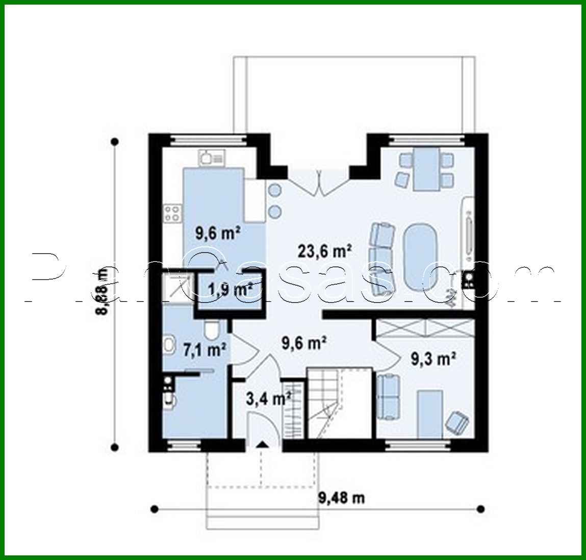 Galería de visualizaciones - Proyecto de casa con ático, balcón y cocina con salida al jardín