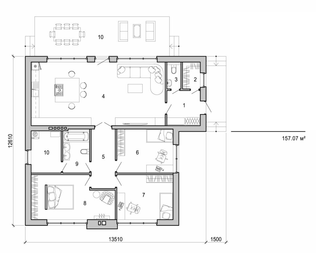 Galería de visualizaciones - Casa de una planta