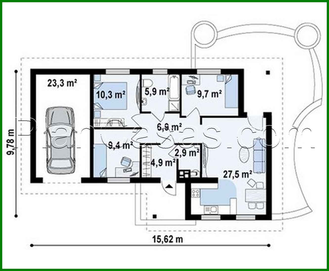 Galería de visualizaciones - Proyecto de una casa moderna y elegante de una planta con garaje
