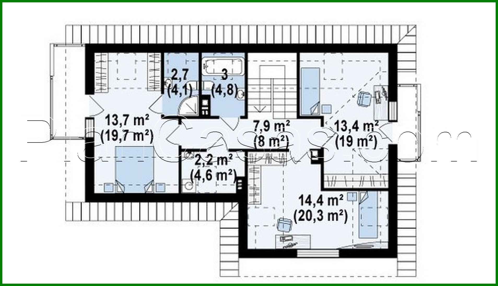 Galería de visualizaciones - Proyecto de casa con techo mansarda y balcón sobre el garaje
