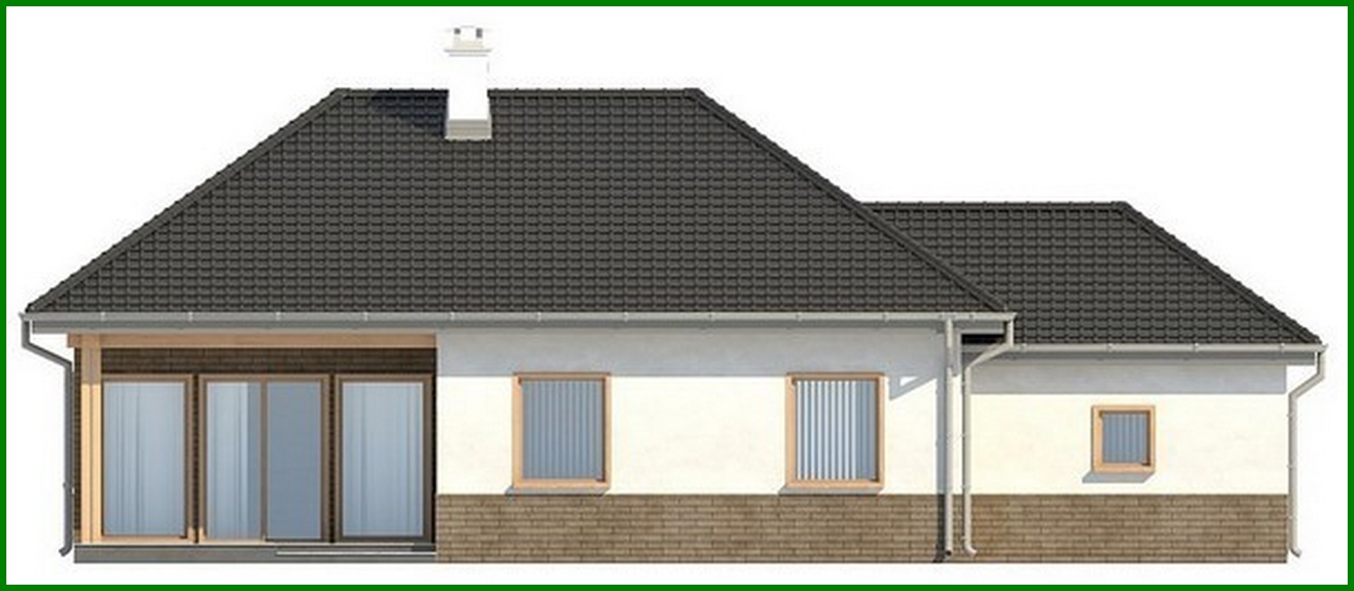 Galería de visualizaciones - Proyecto de una casa clásica de verano de una planta con techo a cuatro aguas