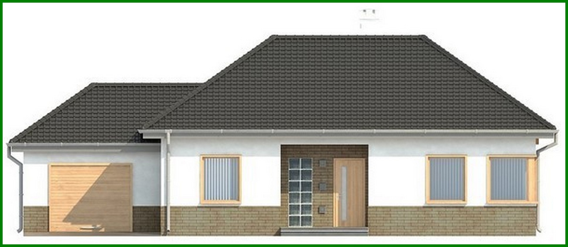 Galería de visualizaciones - Proyecto de una casa clásica de verano de una planta con techo a cuatro aguas