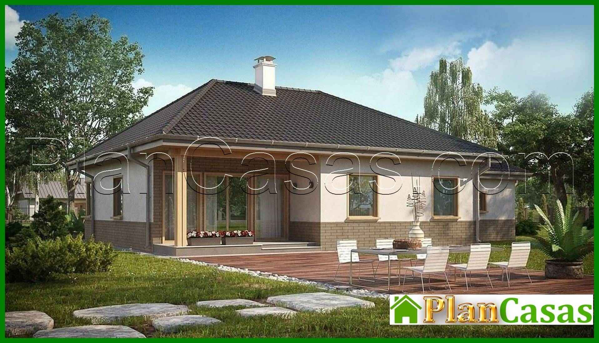 Galería de visualizaciones - Proyecto de una casa clásica de verano de una planta con techo a cuatro aguas