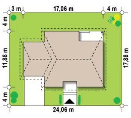 Galería de visualizaciones - Proyecto de una casa clásica de verano de una planta con techo a cuatro aguas