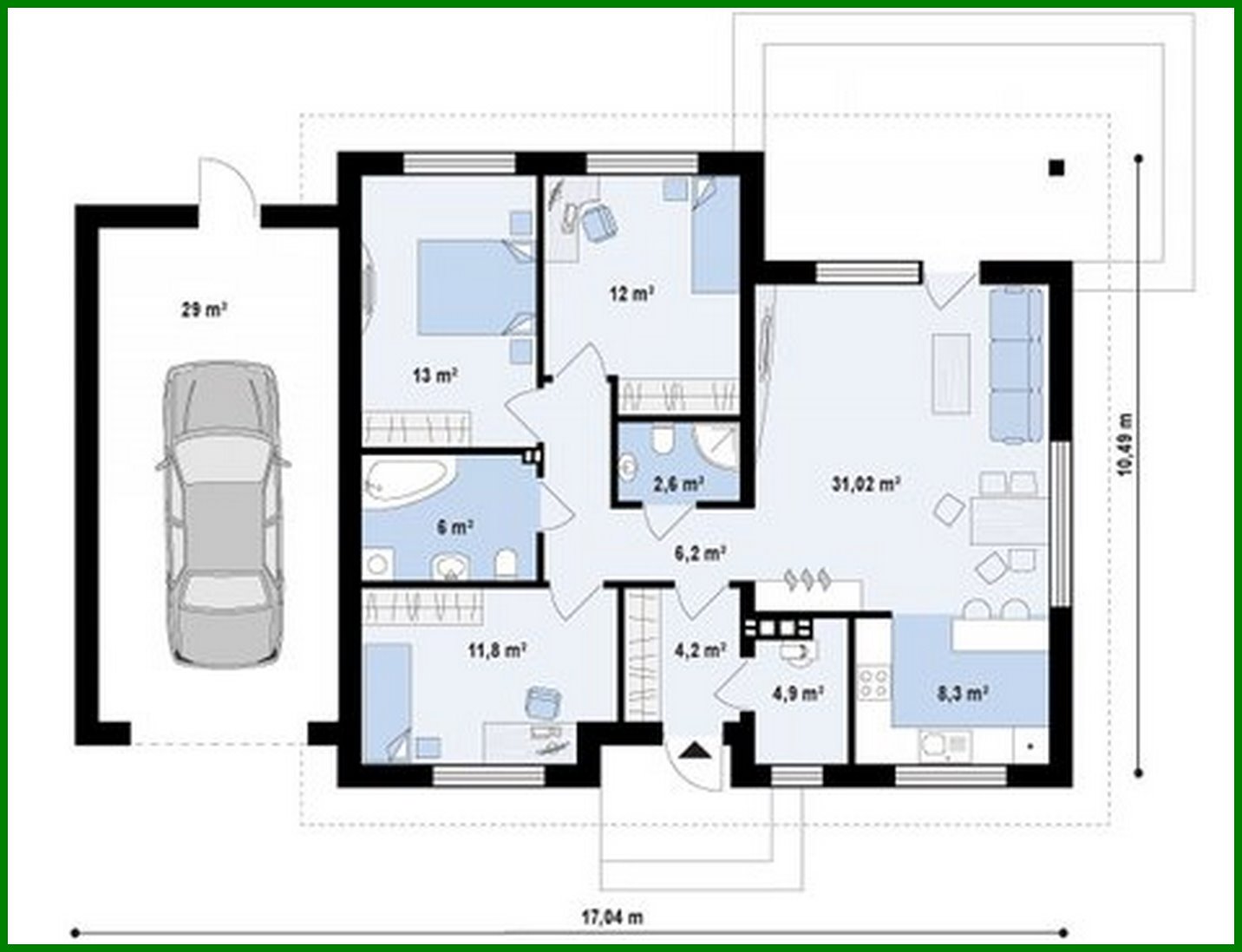 Galería de visualizaciones - Proyecto de una cabaña de una planta con garaje