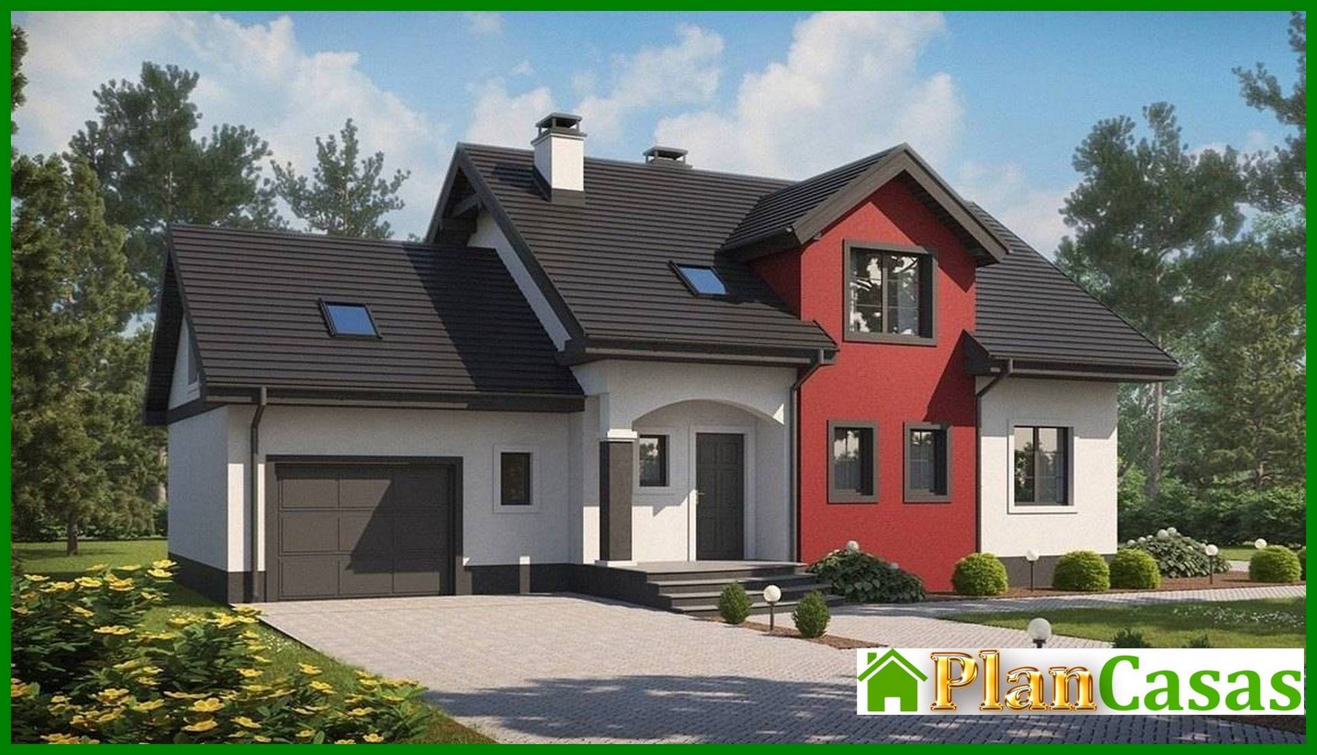 House project with garage and bay window