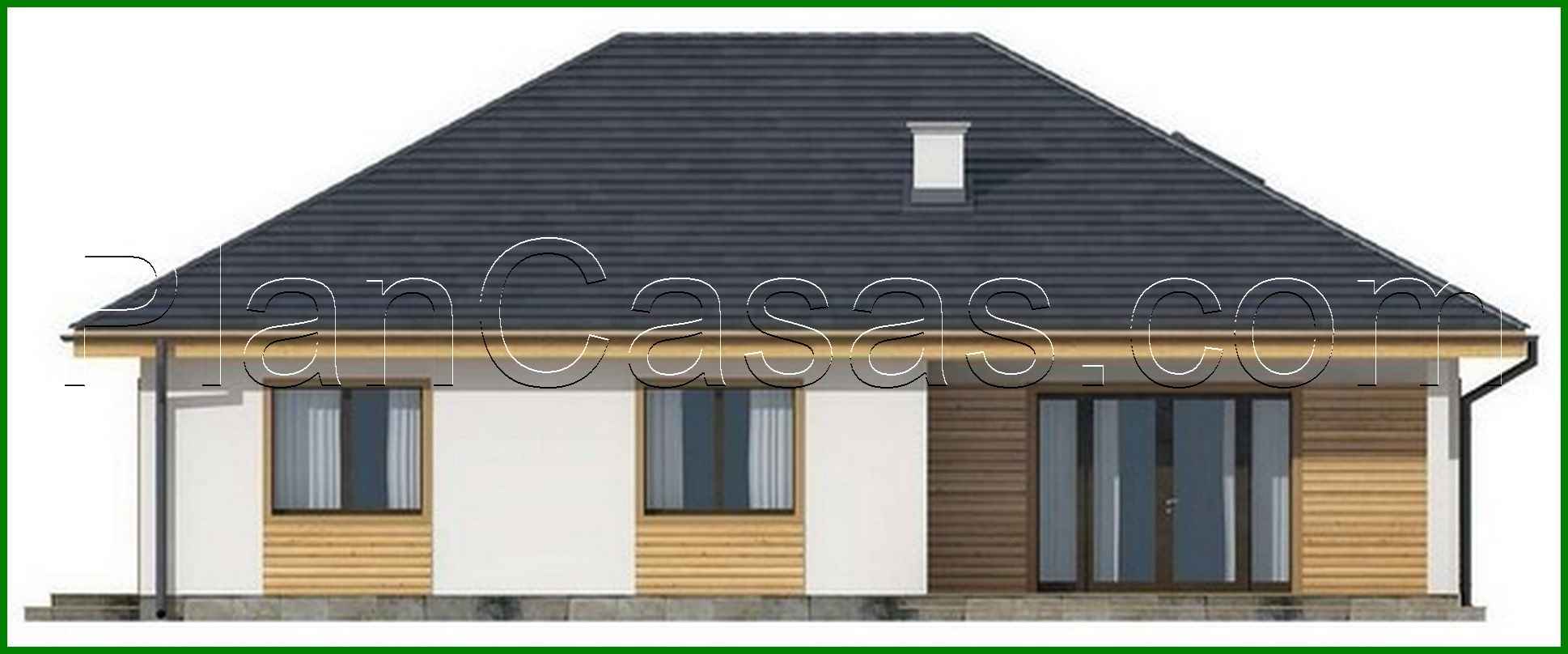 Galería de visualizaciones - Proyecto de una casa de una planta en estilo clásico con techo a cuatro aguas