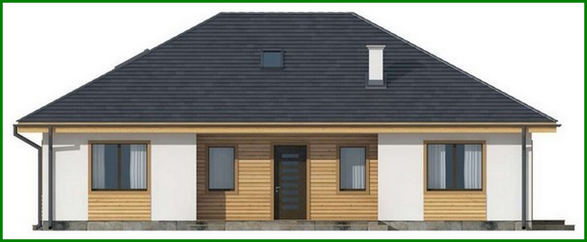 Galería de visualizaciones - Proyecto de una casa de una planta en estilo clásico con techo a cuatro aguas