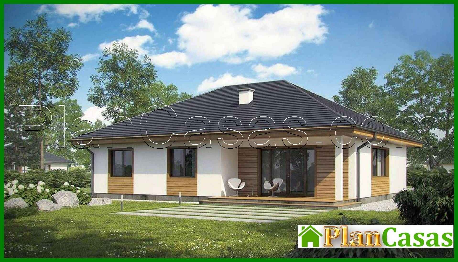 Galería de visualizaciones - Proyecto de una casa de una planta en estilo clásico con techo a cuatro aguas