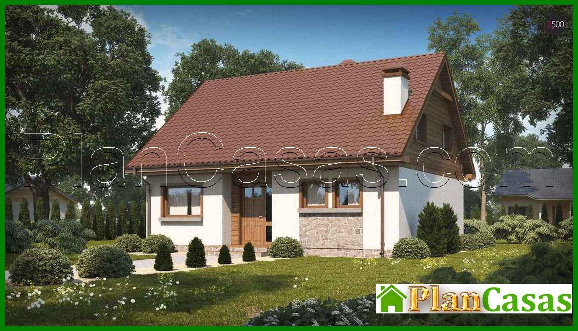 The project of a small cozy country house with a gable roof