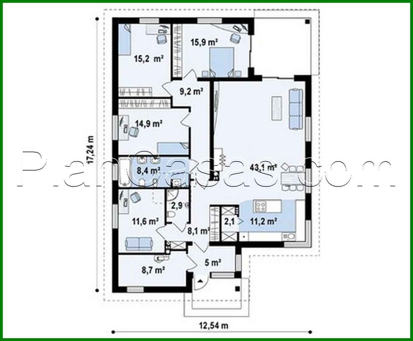 Galería de visualizaciones - Proyecto de una bonita casa de 155 m² con distribución racional del espacio