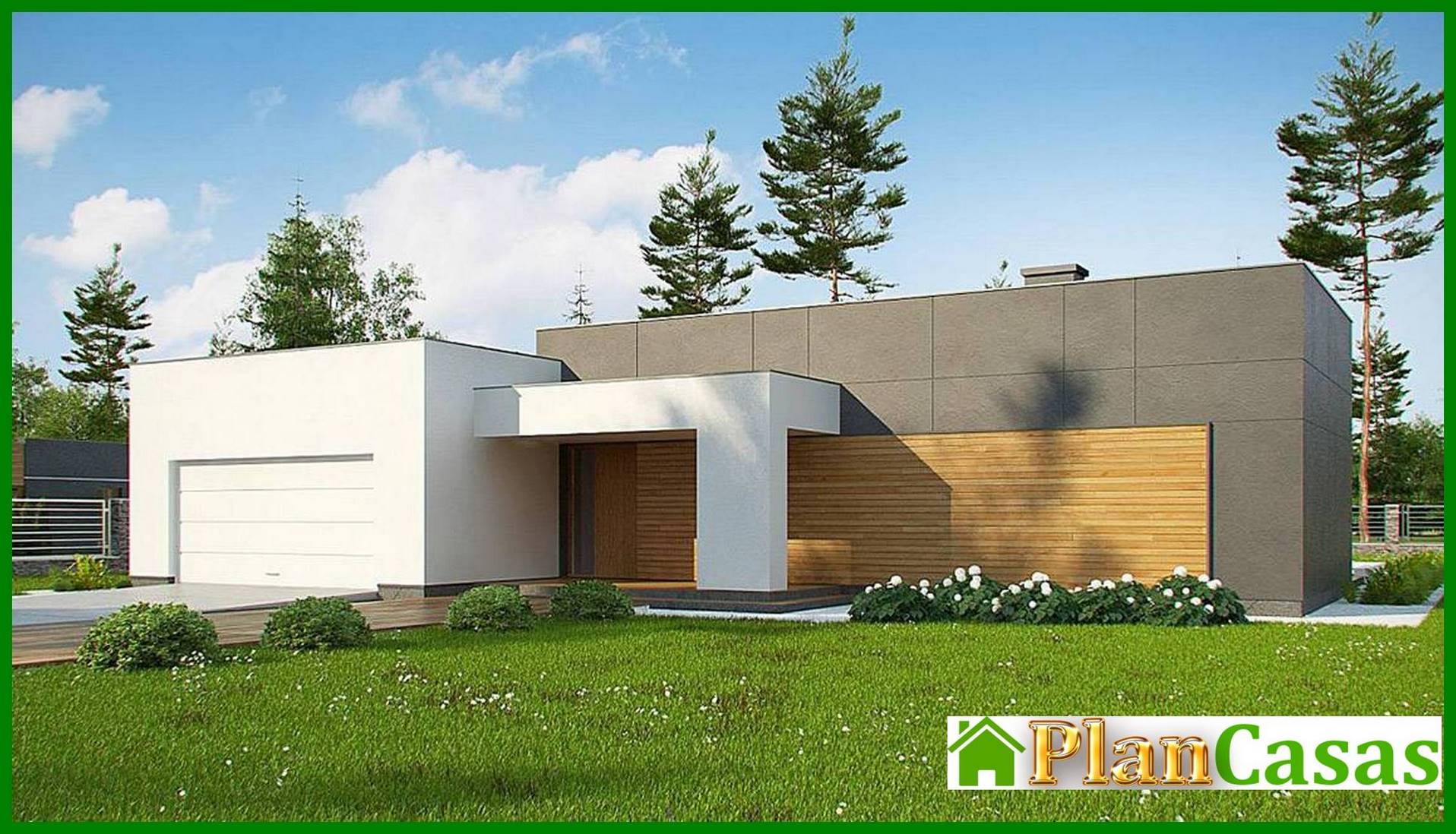 Galería de visualizaciones - Proyecto de una casa moderna de 180 m² con un amplio garaje para dos coches