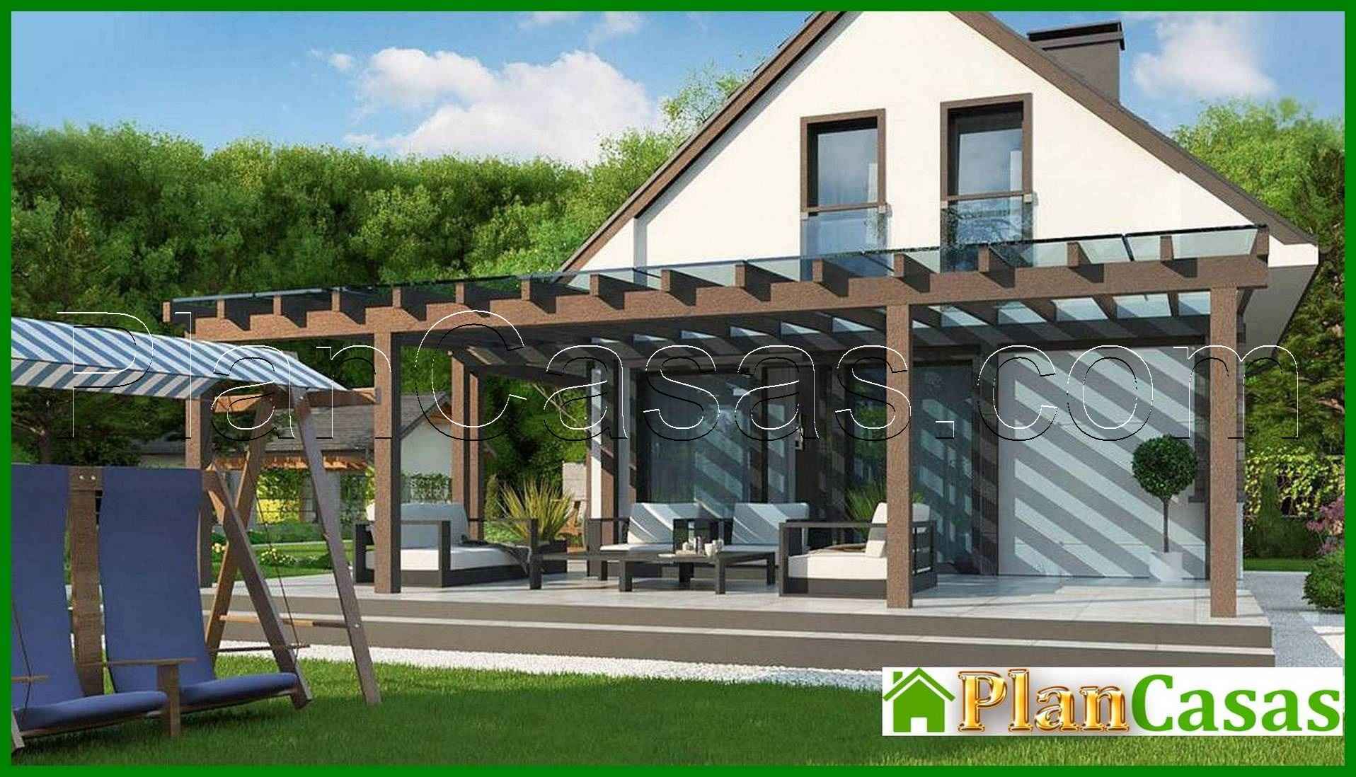 Proyecto de una casa compacta de 104 m² con mansarda y tres dormitorios